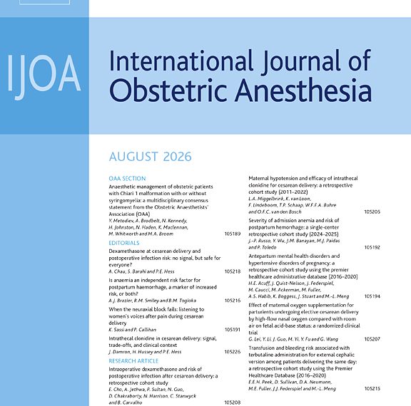 International Journal of Obstetric Anesthesia