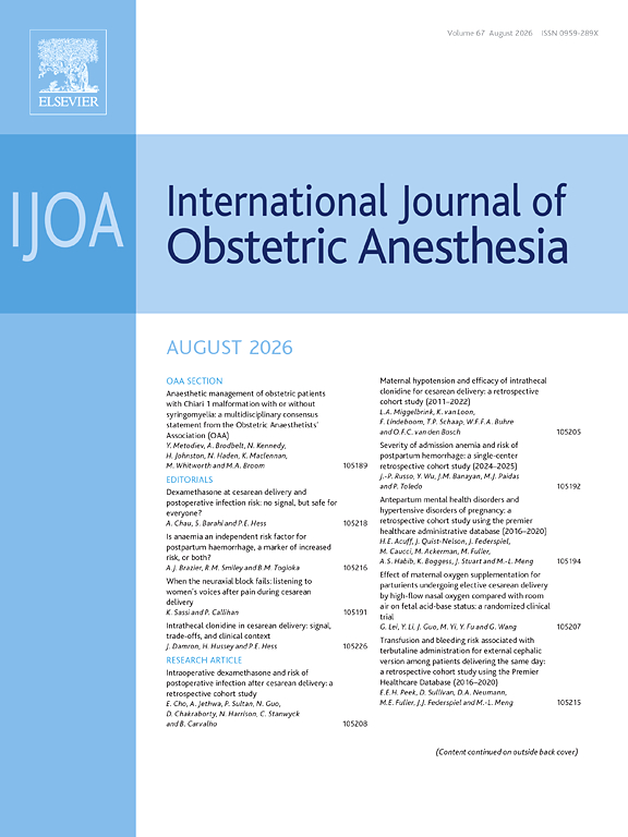 International Journal of Obstetric Anesthesia